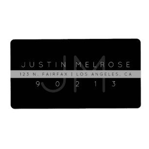 Contemhedendaags adreslabel   Zwart en grijs Etiket