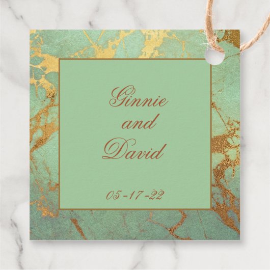 Contemhedendaags blauw en goudmarmer-model voor ve bedankjes labels (Achterkant)