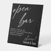 Contemhedendaags handschrift Funny Black Open Bar Reclamebord Met Voetstuk (Voorkant)