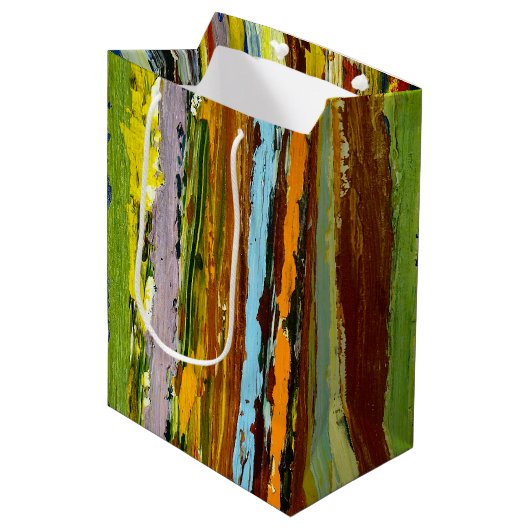Contemhedendaagse Abstracte Paint Streaks Medium Cadeauzakje (Voorkant Gekanteld)