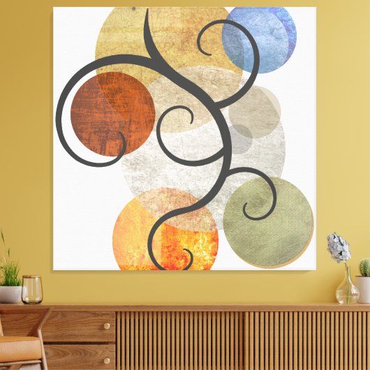 Contemhedendaagse gepatterde cirkels canvas afdruk (Insitu (Woonkamer))