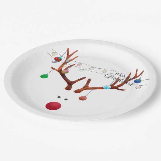 Contemhedendaagse Rudolph met Light String Papieren Bordje (Gekanteld)