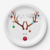 Contemhedendaagse Rudolph met Light String Papieren Bordje (Voorkant)
