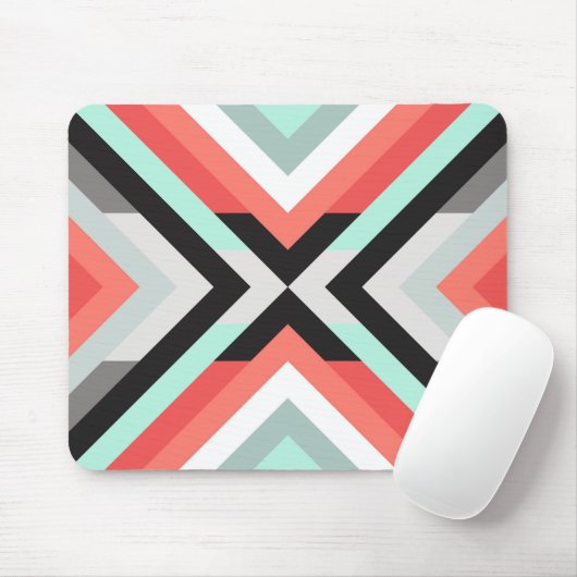 Contemmodern koraal Mint Geometrisch ontwerp Muismat (Met muis)