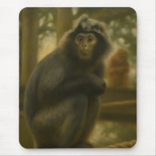 Contemplatieve aap - Serene Wildlife Art Muismat