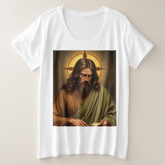 Contemplative Jésus Femmes Plus Taille Tee - shirt (Design devant)