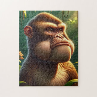 Contemplative Jungle Ape - Grumpy Cheeks Monkey Po Legpuzzel