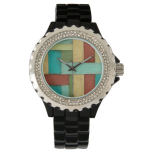Contempoary Coastal Multicolored Painting Horloge