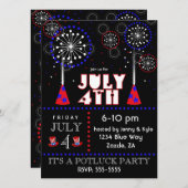 Contemporain 4 juillet Feux d'artifice Invitations (Devant / Derrière)