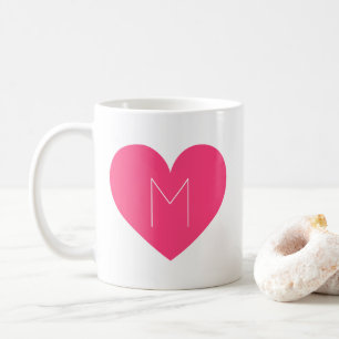 Contemporain Hot rose Coeur Monogramme Mug