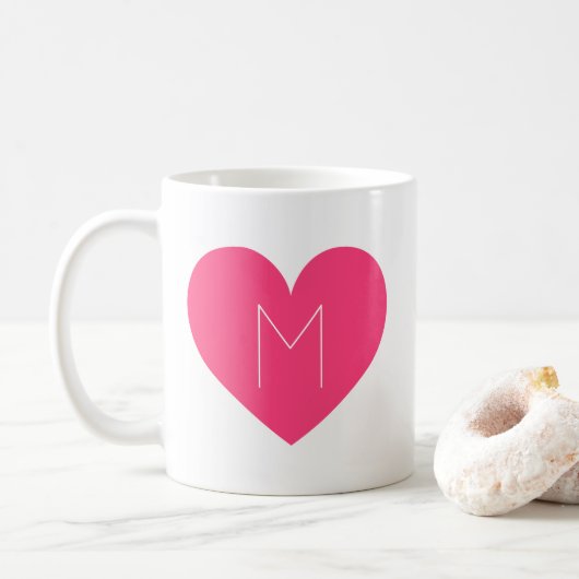 Contemporain Hot rose Coeur Monogramme Mug (Avec donut)