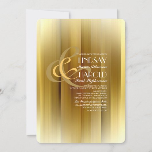 Contemporain Luxe Gold Wedding Invitations (Devant)
