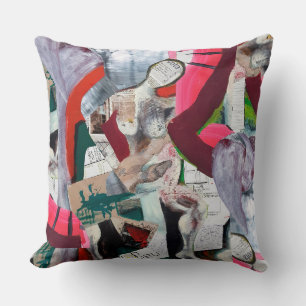 Contemporary Art Collage met de hand geschilderd Kussen