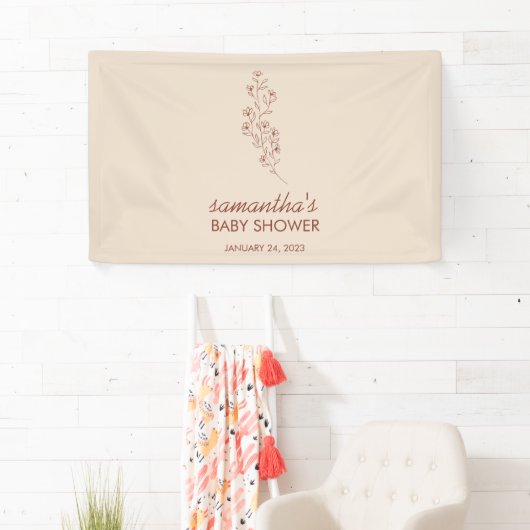 Contemporary Botanical Baby Shower Calligraphy Art Spandoek (Insitu)