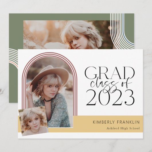 Contemporary Chic Graduation Photo Invitation (Devant / Derrière)