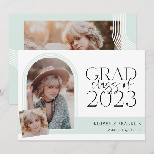 Contemporary Chic Graduation Photo Invitation (Devant / Derrière)