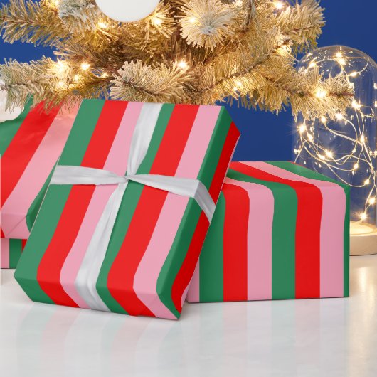 Contemporary Christmas Stripes Cadeaupapier (Feestdagen)