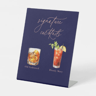 Contemporary Cocktails Signature Drinks Reclamebord Met Voetstuk