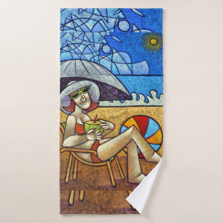 Contemporary Cubist Beach Art - Summer Relaxation Bad Handdoek