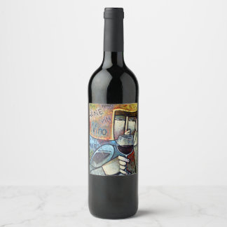 Contemporary Cubist Wine Art Custom Bottle Label Wijn Etiket
