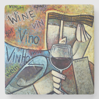 Contemporary Cubist Wine Art Marble Coaster Stenen Onderzetter