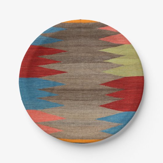 Contemporary Dusty Blue Gray Striped Papieren Bordje (Voorkant)