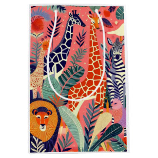 Contemporary exotic animals and birds 1 pink medium cadeauzakje