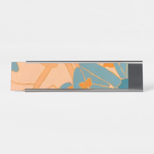 Contemporary Leaf Design in Peach Bureau Naambordje (Voorkant)