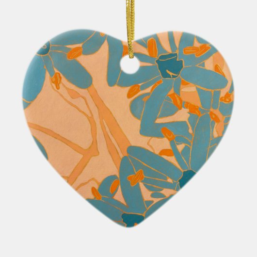 Contemporary Leaf Design in Peach Keramisch Ornament (Voorkant)