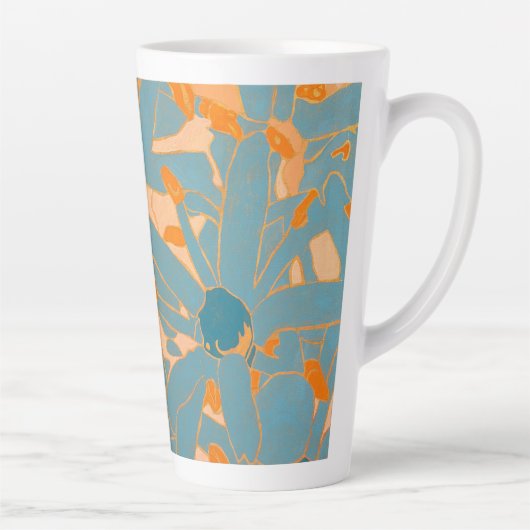 Contemporary Leaf Design in Peach Label Latte Mok (Rechts)