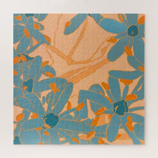 Contemporary Leaf Design in Peach Legpuzzel (Horizontaal)