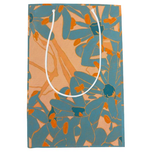 Contemporary Leaf Design in Peach Medium Cadeauzakje (Voorkant)