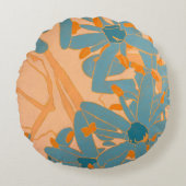 Contemporary Leaf Design in Peach Rond Kussen (Voorkant)