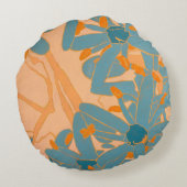 Contemporary Leaf Design in Peach Rond Kussen (Achterkant)