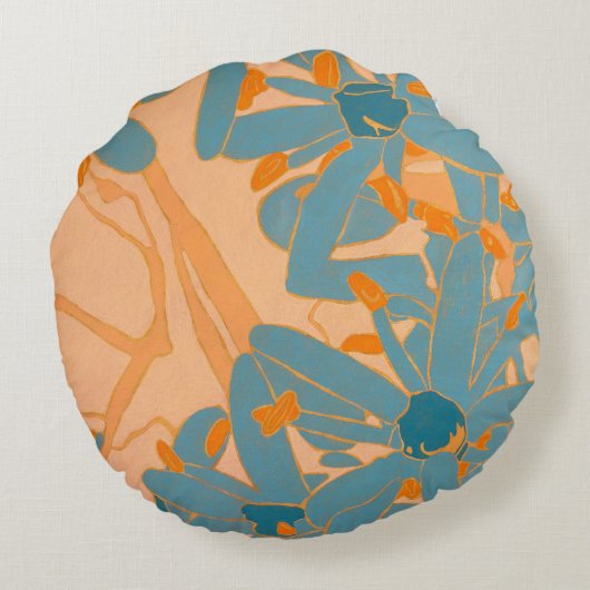 Contemporary Leaf Design in Peach Rond Kussen (Achterkant)