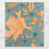 Contemporary Leaf Design in Peach Wijn Etiket (Enkel label)