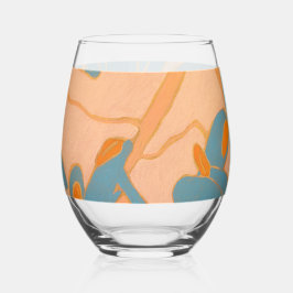 Contemporary Leaf Design in Peach  Wijnglas Zonder Voet