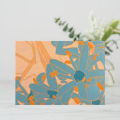 Contemporary Leaf Design Peach Bedankkaart (Staand voorkant)