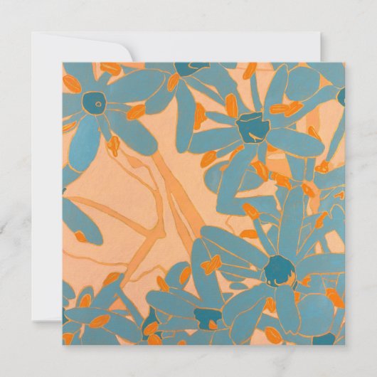 Contemporary Leaf Design Peach Bedankkaart (Voorkant)