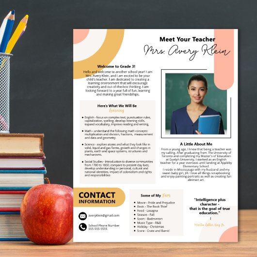 Contemporary Meet the Teacher Hand Out Poster