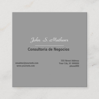 Contemporary Neutral Grey Minimalist Professional Vierkante Visitekaartje