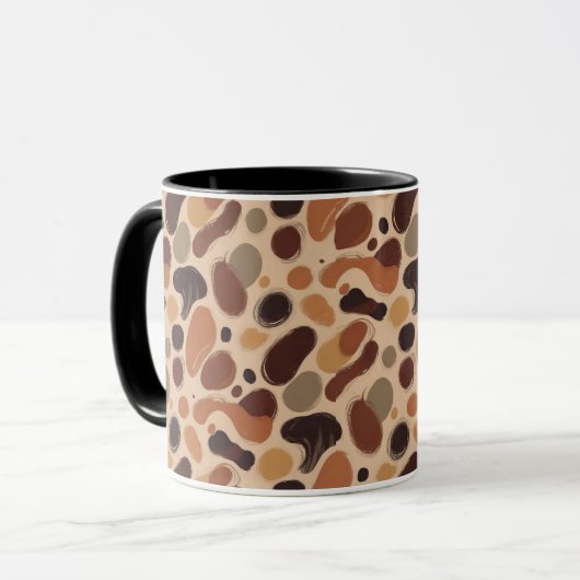Contemporary Organic Pattern Mug – Earthy Tones Mok (Voorkant links)