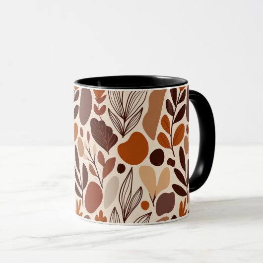 Contemporary Organic Pattern Mug – Earthy Tones Mok (Voorkant rechts)