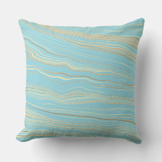 Contemporary Robins Egg Blue, Tan, Linen Pattern Kussen