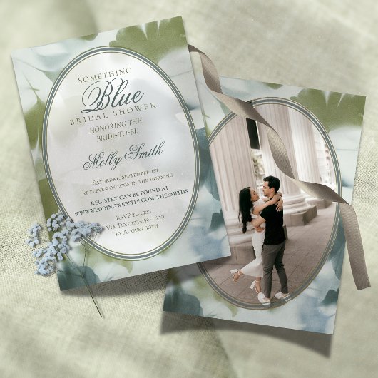 Contemporary Something Blue Bridal Shower Kaart