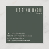 Contemporary Trendy Chic Bold Dark Green Modern Vierkante Visitekaartje (Achterkant)