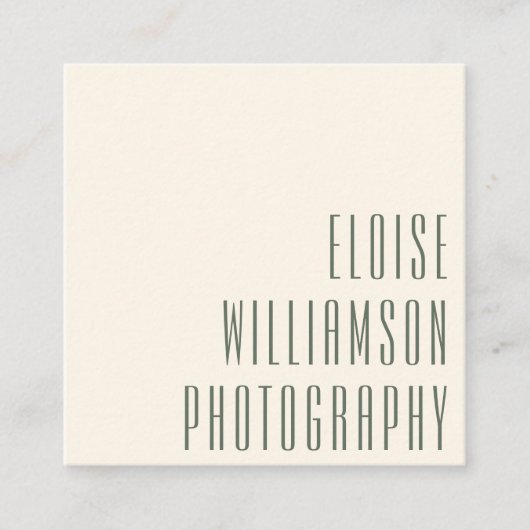 Contemporary Trendy Chic Bold Dark Green Modern Vierkante Visitekaartje (Voorkant)