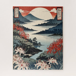 Contemporary ukiyoe, Japanese landscape in autumn Legpuzzel