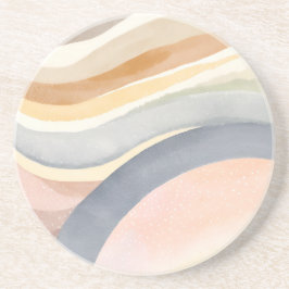 Contemporary Waves | Neutral Modern Watercolor Zandsteen Onderzetter