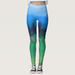 contemportie abstract ontwerp van kleurrijk landsc leggings